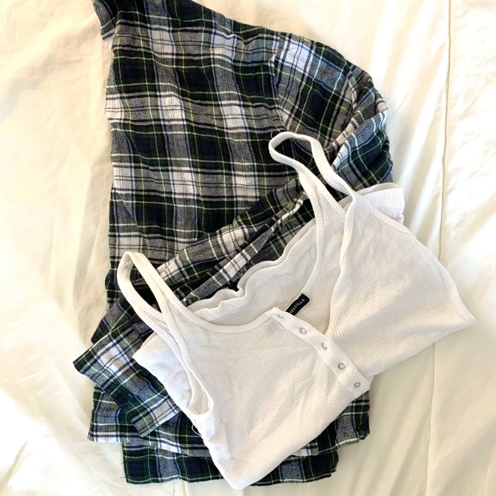 ✨Top Shop Plaid + Brandy Tank Top Set- NWOT